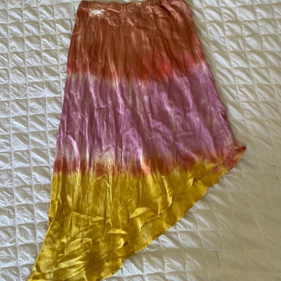 Young fabulous and broke tye dye satin asymmetrical ombré midi skirt - Picture 5 of 6
